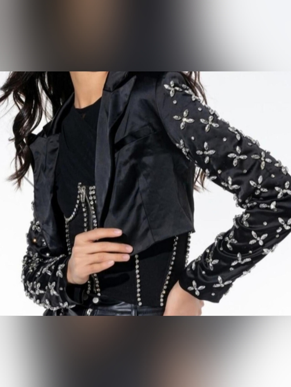 AKIRA Black Cropped Embellished Blazer